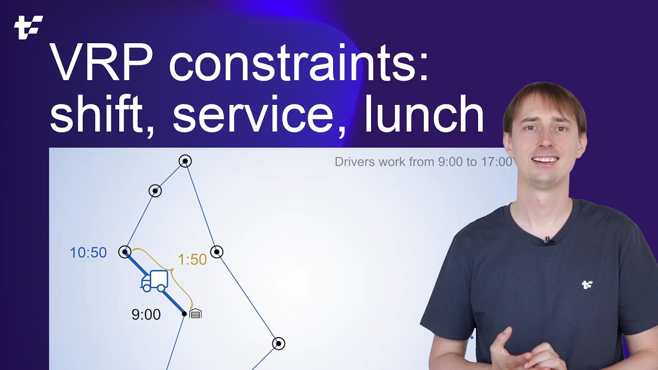 VRP constraints: shift length, service time and lunch breaks